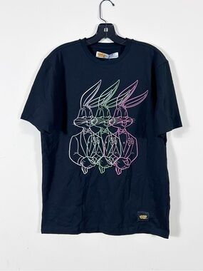 Looney Tunes Bugs Bunny T Shirt Mens M NWT Black Triple Graphic Warner Bros Y2K